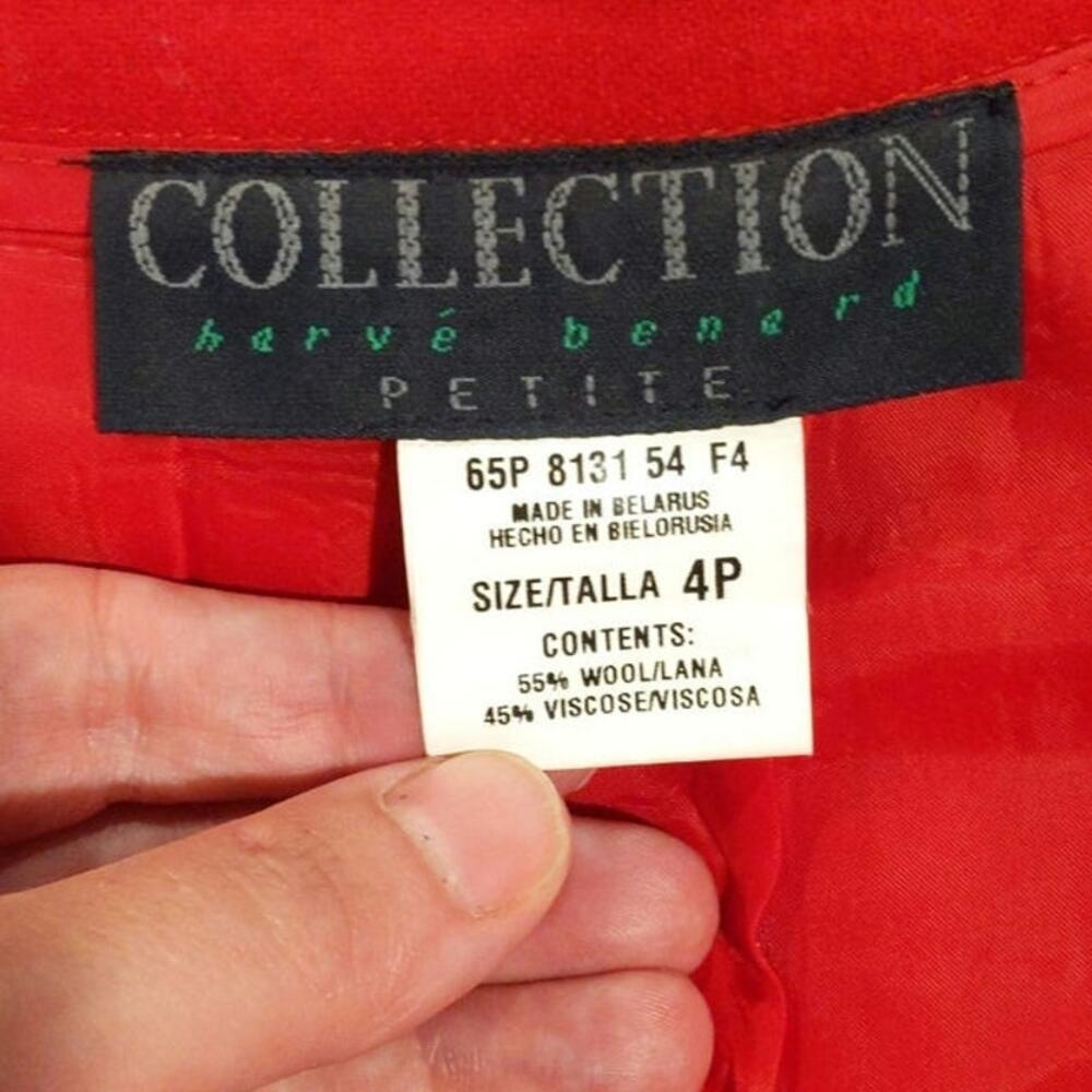 VTG Harve Benard Petite Red Wool Pencil Preppy Mini Skirt Geometric Detail 4P - Picture 5 of 7